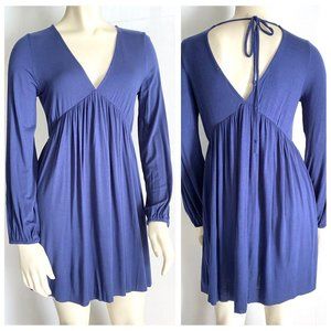 Clayton v-neck v-back tie knit dress blue‎ sz S